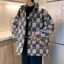 Клетчатая куртка с хлопковой подкладкой мужская зимняя новая модная