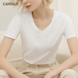 Классическая женская футболка CANVAUS с V-образным вырезом из лёгкой ткани