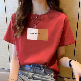 Трендовая женская футболка с принтом сплошного цвета