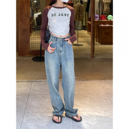 Уличные женские оверсайз джинсы с высокой талией