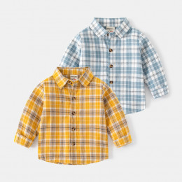 Клетчатая детская рубашка на пуговицах для мальчиков
