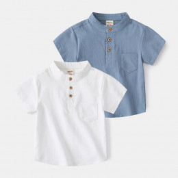Трендовая однотонная детская рубашка-поло с нагрудным карманом