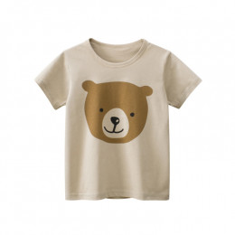 Бежевая детская футболка с коротким рукавом с медведем